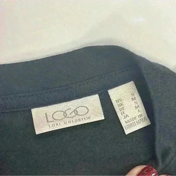 LOGO Lori Goldstein black cardigan Sz S open knit topper top office casual - Picture 2 of 8